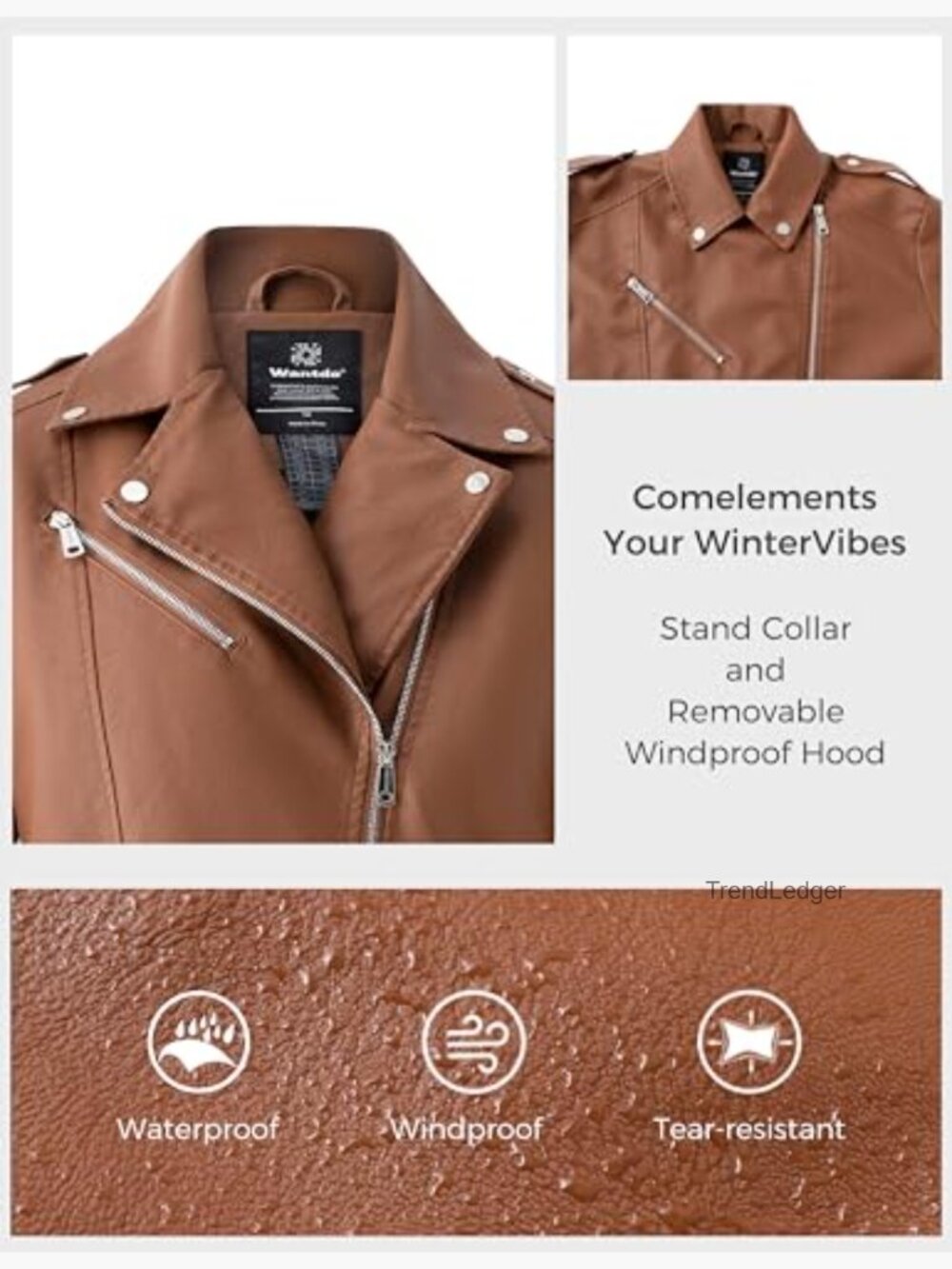 Plus Size Faux Leather Jacket Lapel Collar Moto Biker Short Coat - Picture 5 of 6